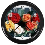 flowers-02 Wall Clock (Black)