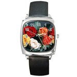 flowers-02 Square Metal Watch