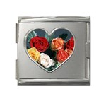 flowers-02 Mega Link Heart Italian Charm (18mm)