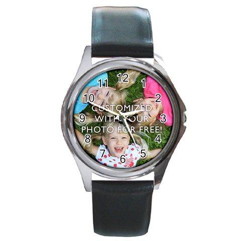 Personalized Photo Round Metal Watch from ArtsNow.com Front