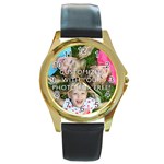 Personalized Photo Round Gold Metal Watch