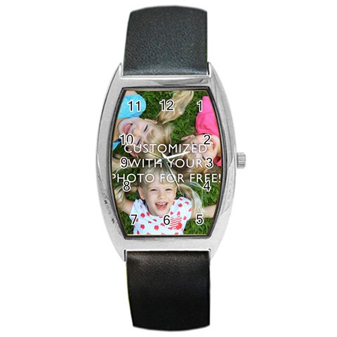 Personalized Photo Barrel Style Metal Watch from ArtsNow.com Front
