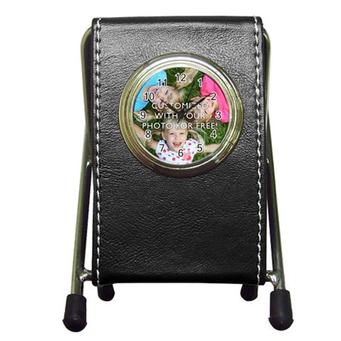 Personalized Photo Pen Holder Desk Clock from ArtsNow.com Front