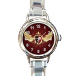 vector-winged-shield-13-by-dragonart Round Italian Charm Watch