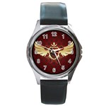 vector-winged-shield-13-by-dragonart Round Metal Watch