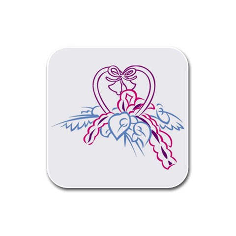 Personalized Wedding Favors Rubber Square Coaster (4 pack) from ArtsNow.com Front