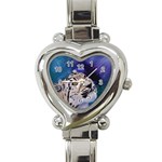 Baby Snow Leopard Heart Italian Charm Watch