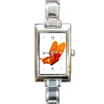 Orange Flame Butterfly Rectangular Italian Charm Watch