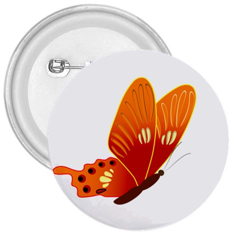 Orange Flame Butterfly 3  Button from ArtsNow.com Front