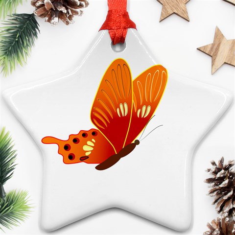 Orange Flame Butterfly Ornament (Star) from ArtsNow.com Front