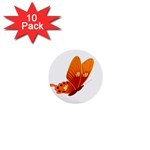 Orange Flame Butterfly 1  Mini Button (10 pack) 