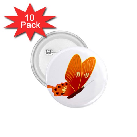 Orange Flame Butterfly 1.75  Button (10 pack)  from ArtsNow.com Front