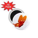 Orange Flame Butterfly 1.75  Magnet (10 pack) 