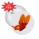 Orange Flame Butterfly 2.25  Button (10 pack)