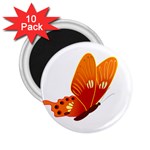 Orange Flame Butterfly 2.25  Magnet (10 pack)