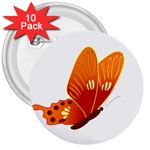 Orange Flame Butterfly 3  Button (10 pack)