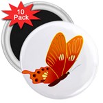 Orange Flame Butterfly 3  Magnet (10 pack)