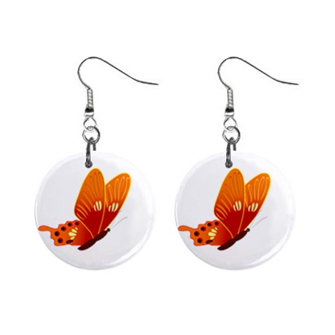 Orange Flame Butterfly 1  Button Earrings from ArtsNow.com Front