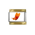 Orange Flame Butterfly Gold Trim Italian Charm (9mm)