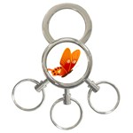 Orange Flame Butterfly 3-Ring Key Chain