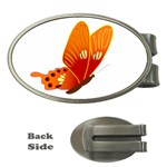 Orange Flame Butterfly Money Clip (Oval)