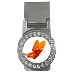 Orange Flame Butterfly Money Clip (CZ)