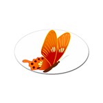 Orange Flame Butterfly Sticker (Oval)