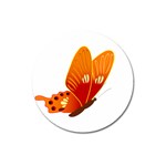 Orange Flame Butterfly Magnet 3  (Round)