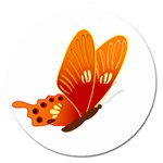 Orange Flame Butterfly Magnet 5  (Round)