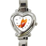 Orange Flame Butterfly Heart Italian Charm Watch