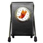 Orange Flame Butterfly Pen Holder Desk Clock