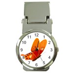 Orange Flame Butterfly Money Clip Watch