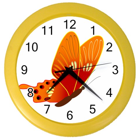 Orange Flame Butterfly Color Wall Clock from ArtsNow.com Front
