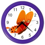 Orange Flame Butterfly Color Wall Clock