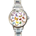 Bright Butterflies Round Italian Charm Watch