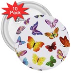 Bright Butterflies 3  Button (10 pack)