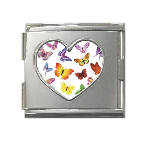 Bright Butterflies Mega Link Heart Italian Charm (18mm) from ArtsNow.com Front