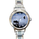 Moose in Peaceful Waters Round Italian Charm Watch