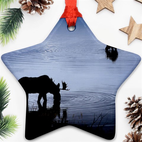 Moose in Peaceful Waters Ornament (Star) from ArtsNow.com Front
