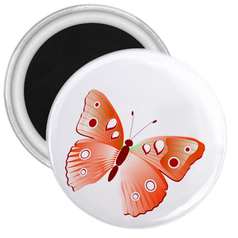 Red Butterfly 3  Magnet from ArtsNow.com Front