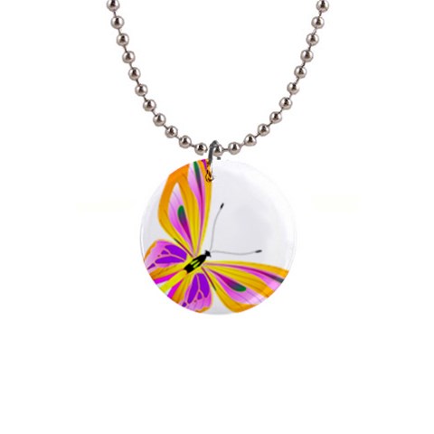 Orange and Purple Butterfly 1  Button Necklace from ArtsNow.com Front