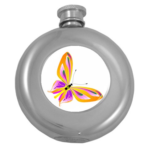 Orange and Purple Butterfly Hip Flask (5 oz) from ArtsNow.com Front