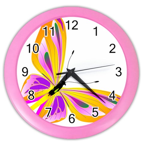 Orange and Purple Butterfly Color Wall Clock from ArtsNow.com Front