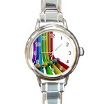3D-graphics_Rainbow_beads_016511_ Round Italian Charm Watch