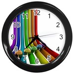3D-graphics_Rainbow_beads_016511_ Wall Clock (Black)