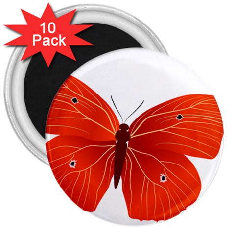 Red Butterfly 3  Magnet (10 pack) from ArtsNow.com Front