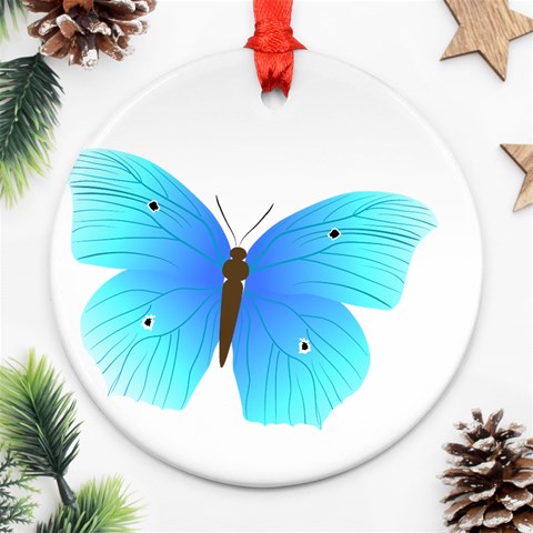 Blue Butterfly Ornament (Round) from ArtsNow.com Front