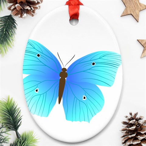 Blue Butterfly Ornament (Oval) from ArtsNow.com Front