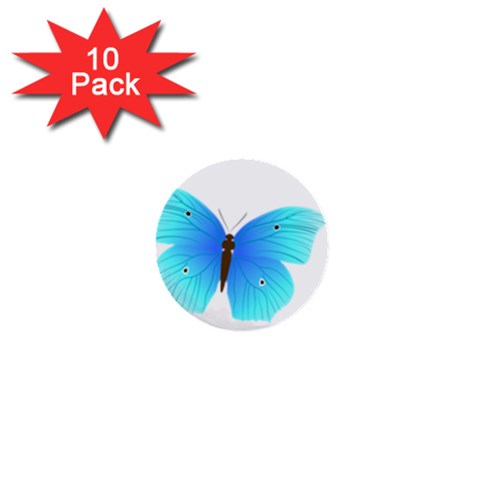 Blue Butterfly 1  Mini Button (10 pack)  from ArtsNow.com Front