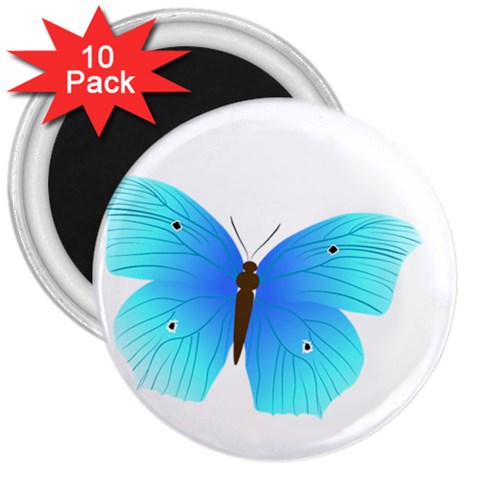 Blue Butterfly 3  Magnet (10 pack) from ArtsNow.com Front